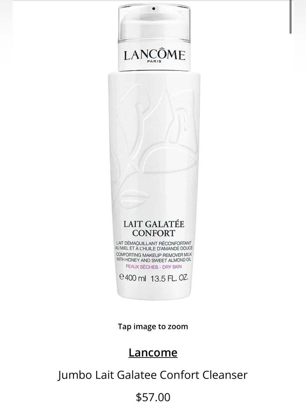 NEW Lancôme Paris Lait Galatée Confort Makeup Remover 13.5 fl oz